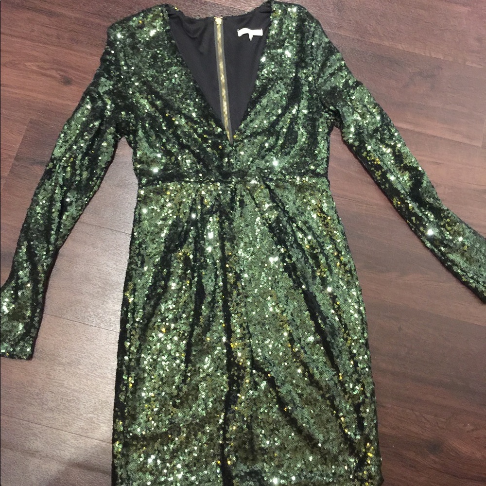 Dark green sequin dress